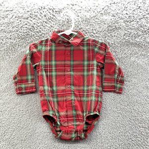 Just One You Bodysuit Baby Boys Size 6 Months Red Plaid Collard Bodysuit Size 6M